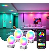 Linkind Matter Smart Downlight 6inch RGBTW-4pack | 1250LM Color Changing Recessed Light Bulbs, 18...