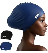 Aegend Swim Caps for Long Hair, Durable Silicone Swimming Caps for Women Men Adults Youths, Easy ...