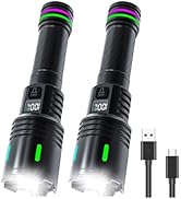 Tokeyla 2 Pack Led Flashlight Rechargeable USB C,Super Bright Flash Light Waterproof Handheld Fla...