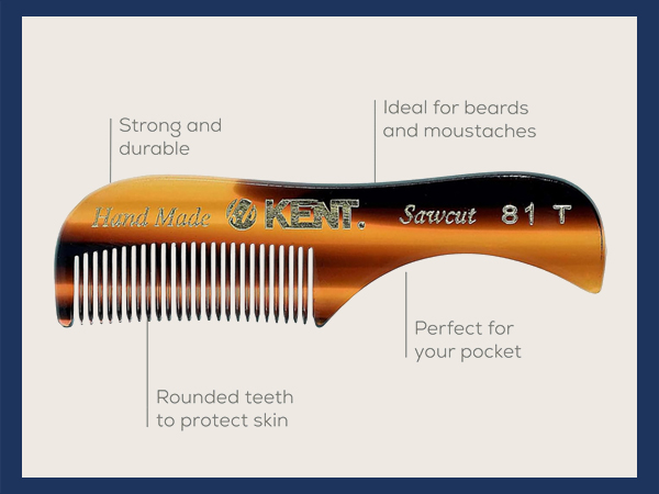 Kent 81T mens pocket mustache comb