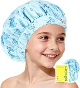 Years calm Satin Lined Shower Cap for Kids, Reusable Waterproof Hair Cap | Hair Protection & Wide...