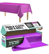 Tablecloth Roll – 54" X 110' Purple Premium Plastic Table Cloths with Cutter Box - Cut to Size - ...