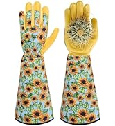 Womens Gardening Weeding Working Gloves, Leather Garden Glove for Women Thorn Proof No Stab for D...