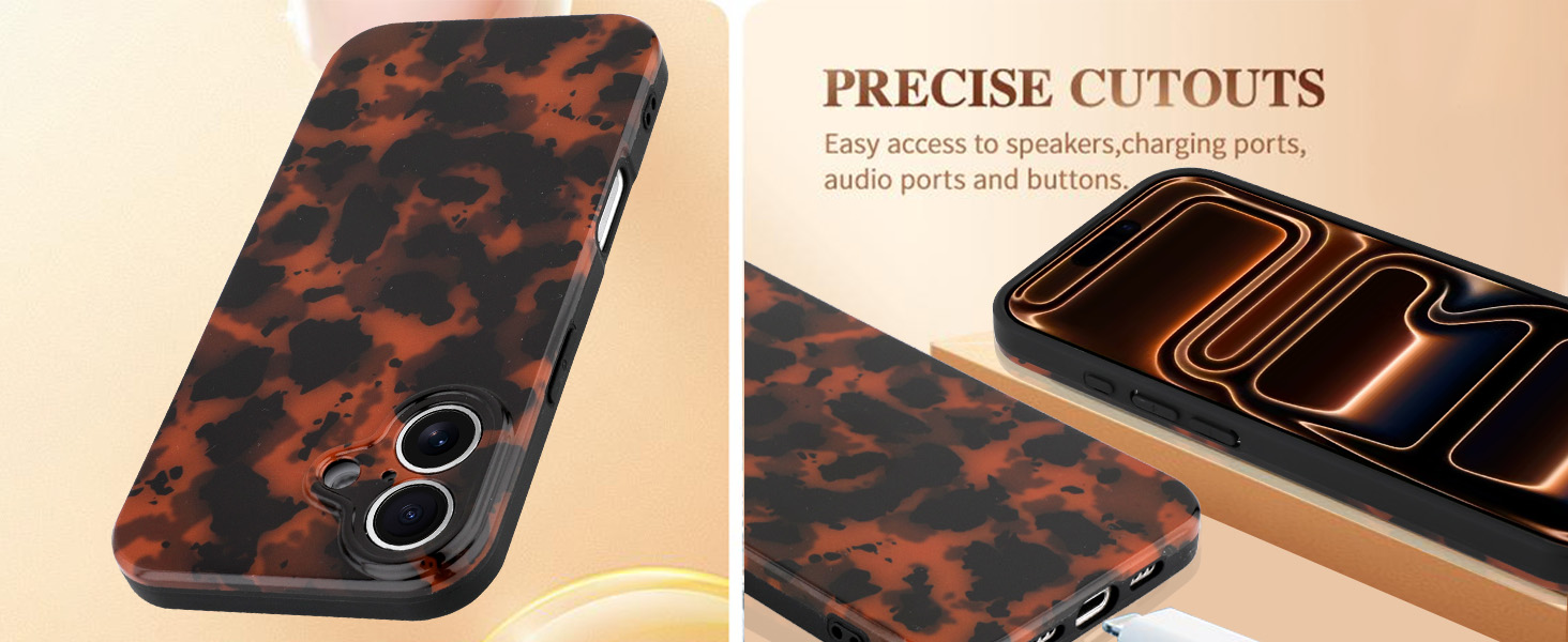 Wlxee Case for iPhone 17 Pro Max, Stylish Leopard Tortoise Amber Design