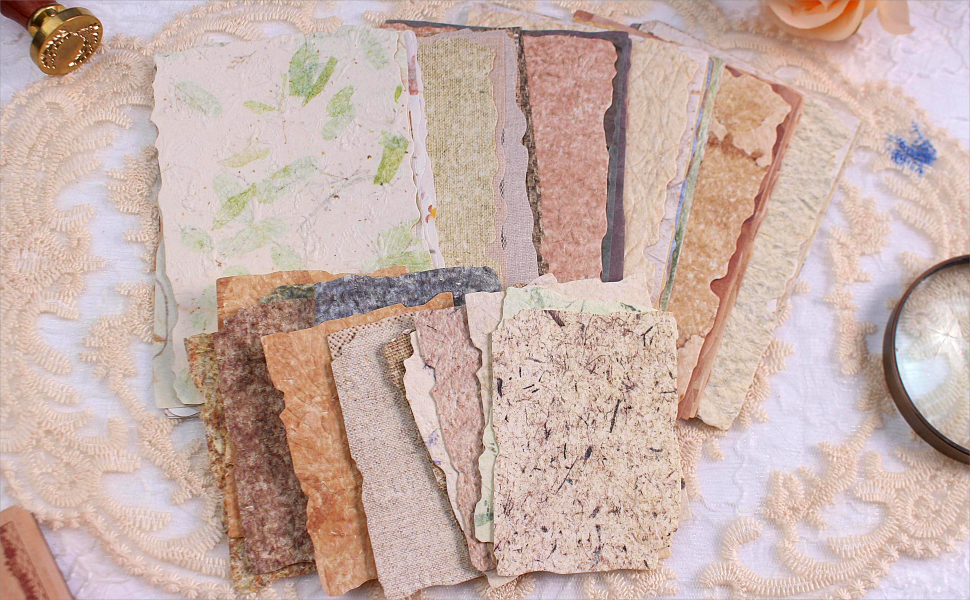 3D Embossed Textured Vintage Material Scrapbook Paper, Fiber Handmade Paper