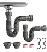 TEHAUX 2 Pack Flexible Drain Pipe Kit, Expandable Sink Drain Hose Fits 1-1/2 to 1-1/4 Pipe, 13"-3...