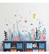Supzone Colorful Ocean Grass Seaweed Wall Decals Under The Sea Marine Animals Fish Wall Stickers ...