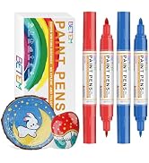 Betem Oil Based Paint Markers, Dual Tip Paint Pens(0.7mm & 3mm), Gold Silver Permanent Paint Mark...