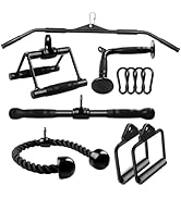Yes4All Black Combo Tricep Press Down Cable Machine Attachment for Gym Set with Tricep Pull Down ...