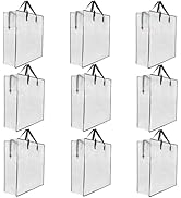 9 Pack Clear Storage Bags with Zipper and Handles, Blanket Bags For Closet Storage, Moving and Pa...