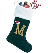 20 Inches Monogram Christmas Stockings with Letters, Large Super Soft Christmas Stockings Blackis...
