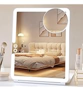 FUNTOUCH Rechargeable Large Travel Makeup Mirror with Lights, 2500mAh 10x7.5 Portable Lighted Mak...