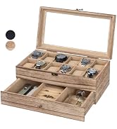 Exper City Watch Box, Watch Case for Men Women with Large Glass Lid, Wooden Watch Display Storage...