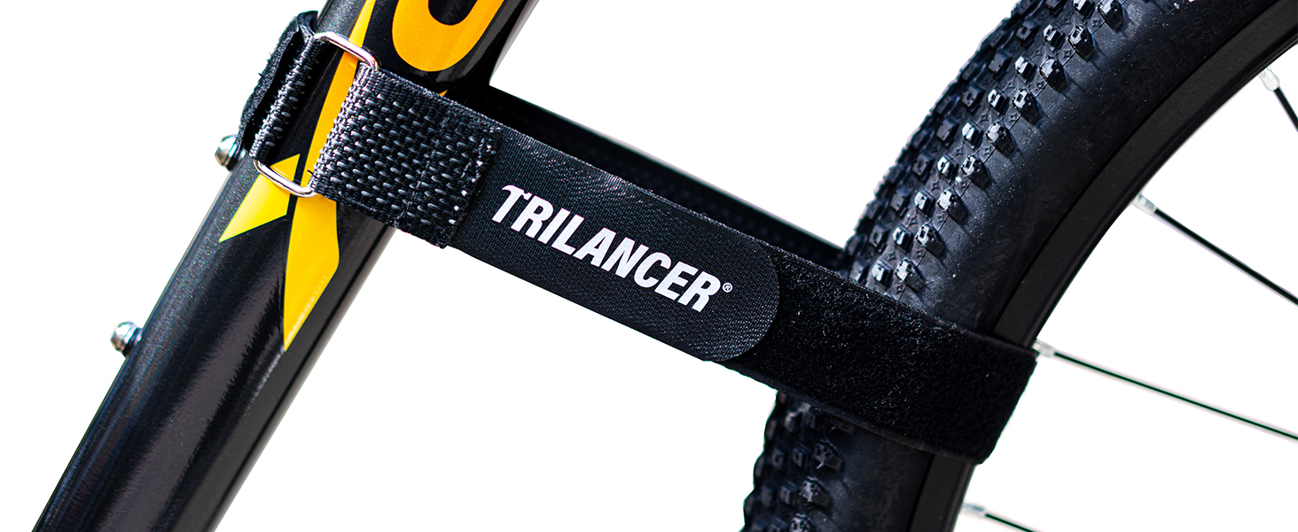 Trilancer Adjustable Bike Wheel Stabilizer Strap with Hook and Loop for Car and Wall Mount