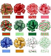 Doitory 24Pcs Christmas Bows for Gift Wrapping Multicolor 5" Wide Pull Bow Wrapping Accessory for...