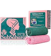 SubSahara Authentic African Net Sponge - 2 Pieces Exfoliating Scrubber for All Skin Types, Bath S...