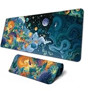 Brecoy Large Mouse Pad, Anime Black Gaming, Extended Kanagawa Mat Desk Pad, 3mm Thick Long Non-Sl...