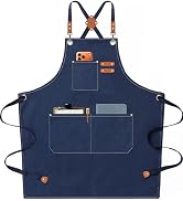 AFUN Chef Aprons for Men Women with Oversized Pockets, 16-Ounce Cotton Canvas Cross Back Heavy Du...