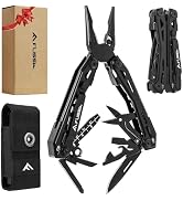 FLISSA 16-In-1 Multi Tool, EDC Multitool, Black | Gift for Men, Stainless Steel, Pocket Knife, Pl...