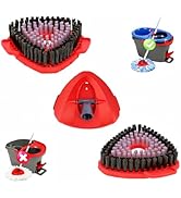 Spin Mop Scrub Brush Replacement (2 Pack +1 Base) for Oceda RinseClean 2-Tank System – Stiff Bris...