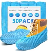 ioiopeak Disposable Shoe Covers 50 Pack (25 Pairs) - Durable, Non-Slip, Water Resistant, and Recy...