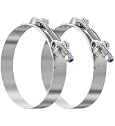 Eoppen 2Pcs 4 Inch T-Bolt Hose Clamp - 304 Stainless Steel Turbo Intake Intercooler Clamp Working...