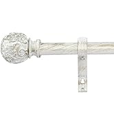 RYB HOME White Curtain Rod 48 to 86 Inch, 1 Inch Diameter Adjustable Telescoping Single Drapery R...
