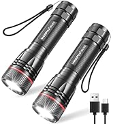 WdtPro Rechargeable Tactical Flashlights High Lumens, 2 Pack 10 Hours Long Lasting EDC Flashlight...