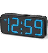 Peakeep Battery Operated Digital Alarm Clock, Small Cordless, Auto Dimming | 5 Brightness Bedroom...