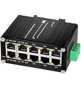 Hereta Industrial Hardened 10 Port Gigabit Ethernet PoE Switch, 8-Port 802.3at PoE+, 2 Uplink Eth...