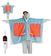 FVERWAG Heated Wearable Blanket, Hooded Electric Blanket with Pockets, Blue | Wearable Heated Sha...
