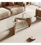 Honyee Morden Coffee Table, 42.5" x 28.5" x 16.1" Triangle Tempered Glass Top for Living Room, Co...