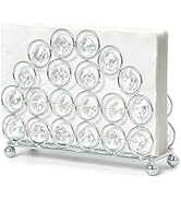 Kehail Metal Crystal Silver Napkin Holders, Standing Tissue Dispenser & Card Organizer -5.7"×4.3"...