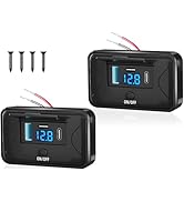 90W 3 Ports 12V RV USB Outlet with LED Voltmeter, 2PCS Dual PD3.0 Type-C Quick Charge 72W & QC3.0...