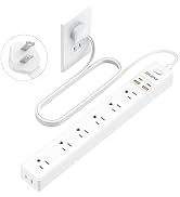 2 Prong Power Strip, 2 to 3 Prong Outlet Adapter with 6ft Extension Cord, Surge Protector for Non...