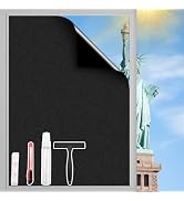 Total Blackout Window Film 100% Light Blocking, Blackout Window Film Room Darkening Privacy, Blac...
