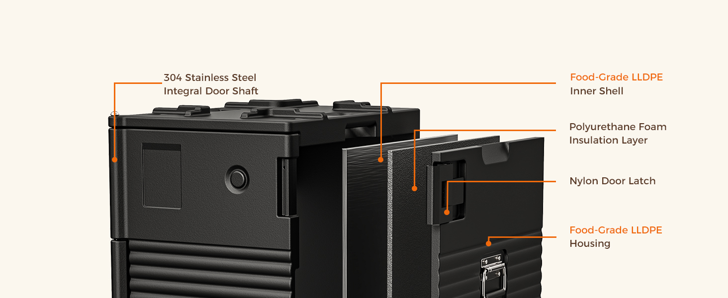 NT126-127Qt insulated food carrier with swivel casters