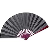 HONSHEN Chinese Folding Fan Hand Fan with Traditional Chinese Arts Handicraft Black 13inch