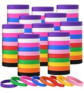 100 Pieces Silicone Bracelets Silicone Wristbands Colored Rubber Bracelets Solid Blank Bracelet S...