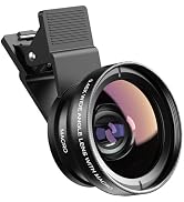 Apexel Phone Camera Lens, 2 in 1 Cell Phone Clip-on Lens Kit | 0.45X Wide Angle Lens 140°+ 12.5X ...