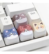 Tapbloom Artisan Keycaps, 4 Keys Cute Cat Custom Cover Caps for MX Mechanical Keyboard, Resin Han...
