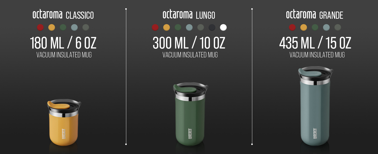 Three storage container sizes displayed: 180ml/6oz yellow jar, 300ml/10oz green jar, and 435ml/15oz grey jar with measurements labeled.