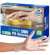 HD PROTECT Disposable Plastic Gloves 1200 Pack – Food Safe, BPA & Latex-Free HDPE Gloves for Cook...