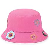 Girls Sun Hat,2-in-1 Reversible Bucket Hat for Girls Floral Brim & Tie-Dye Side UV Protection for...