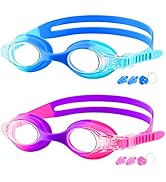 COOLOO Kids Goggles for Swimming for Age 3-15, 2 Pack Kids Swim Goggles with Nose Cover, No Leaki...