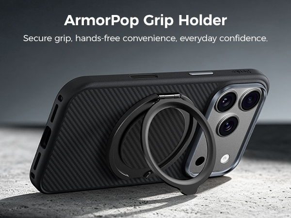 iPhone 18 pro max case with ArmorPop Ring Grip Stand