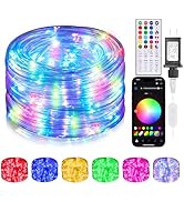 Hozplex Rope Lights Outdoor Color Changing, 49FT 150 LED Waterproof Fairy String Light Plug in wi...