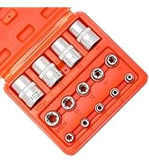 MIXPOWER 14-Pieces Female E-TORX Star Socket Set with Case, 1/4" 3/8" 1/2" Drive,Female External ...