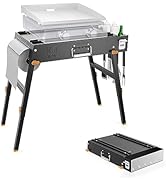Yukon Glory Universal Portable Grill Table/Flat Top Grill Griddles Stand with Built in Grill Cad...
