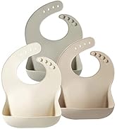 PandaEar Silicone Baby Bib for Girls Boys| Adjustable Waterproof Eating Bibs| BPA Free Soft Durab...